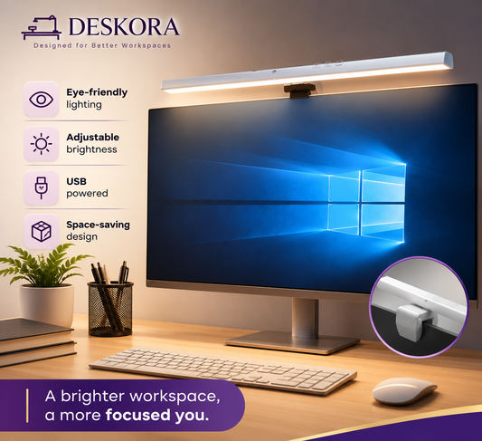 Monitor Light Bar for Eye Comfort & Productivity | Deskora